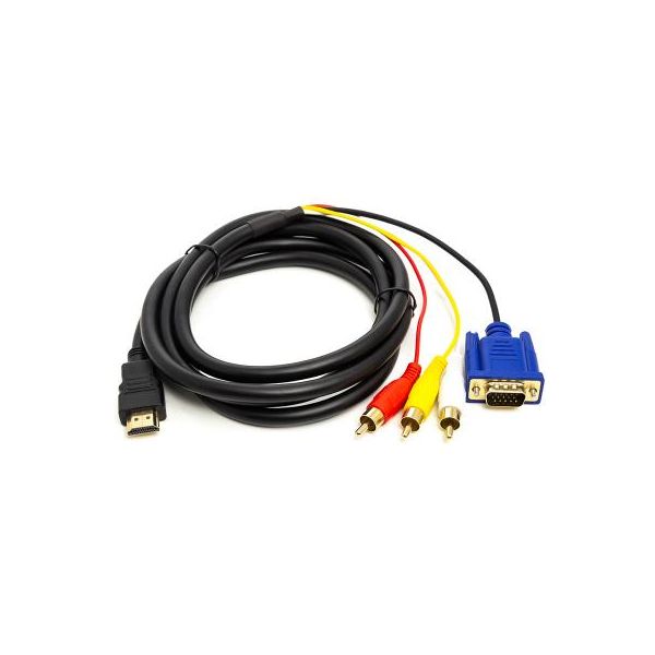 Кабель мультимедійний HDMI to VGA / 3*RCA 1.0m 1080p PowerPlant (CA912018)