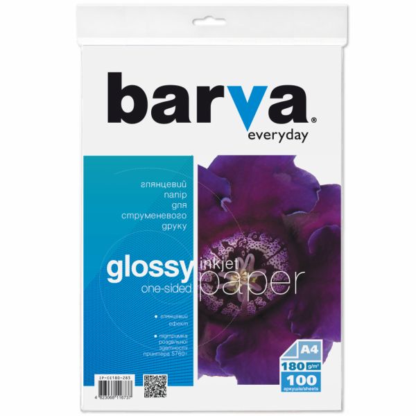 Фотопапір Barva A4 Everyday Glossy180г 100с (IP-CE180-283)