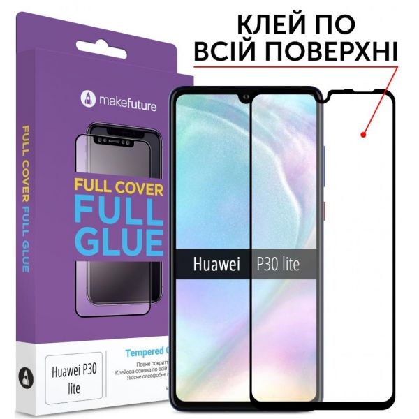 Скло захисне MakeFuture для Huawei P30 Lite Black Full Cover Full Glue (MGF-HUP30L)