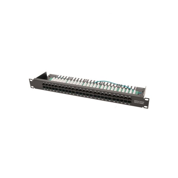 Патч-панель 19" телефонна 1U, 50xRJ-45, Cat.3, DUAL type Voltronic (PPU50-1U)