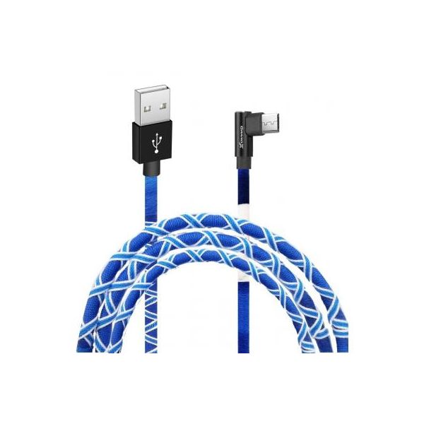 Дата кабель USB 2.0 AM to Micro 5P 1.0m White/Blue Grand-X (FM-08WB)