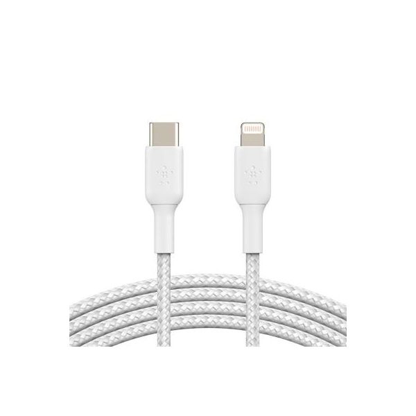 Дата кабель USB 2.0 AM to Lightning 1.0m BRAIDED white Belkin (CAA004BT1MWH)