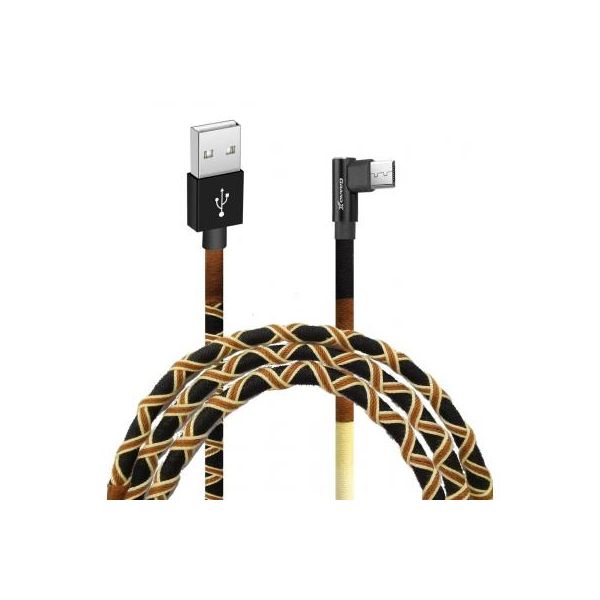 Дата кабель USB 2.0 AM to Micro 5P 1.0m Brown/Yellow Grand-X (FM-08BY)