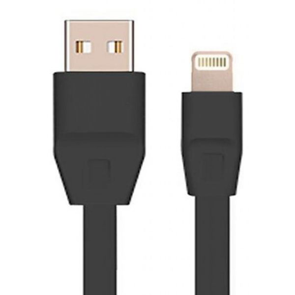 Дата кабель USB 2.0 - Lightning 2А (DR-1624) плоский (Black) 1,0м Drobak (219085)