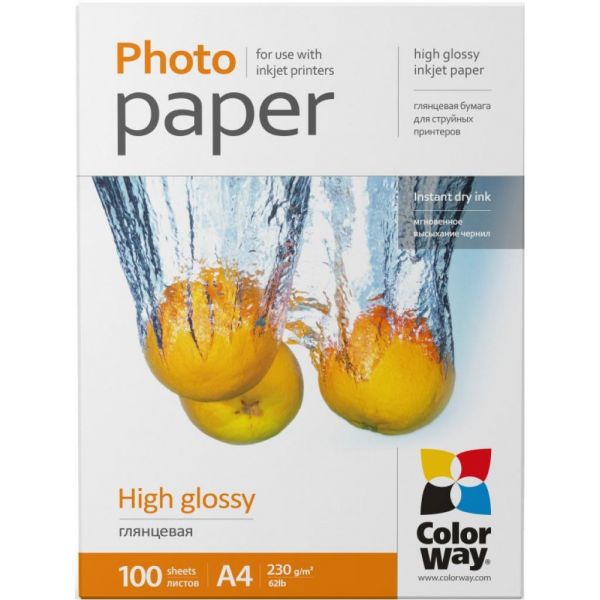 Папір Colorway A4 230г Glossy 100ст. (PG230100A4)