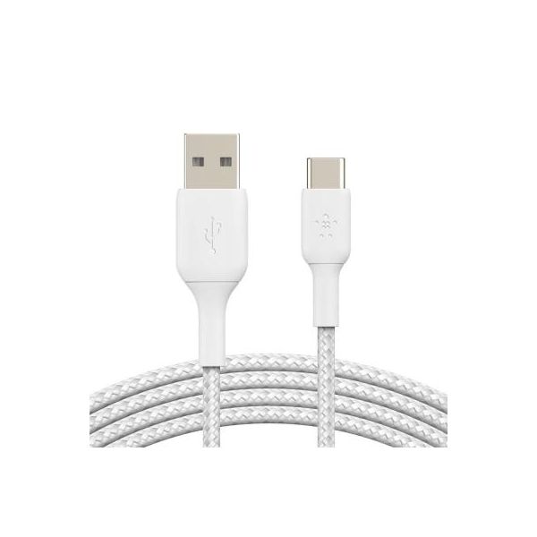 Дата кабель Belkin USB 2.0 AM to Type-C 2.0m BRAIDED white (CAB002BT2MWH)