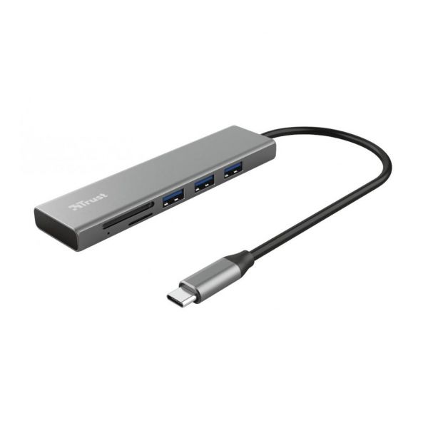 Концентратор Trust HALYX FAST 3USB+CARD READER USB-C ALUMINIUM (24191_TRUST)