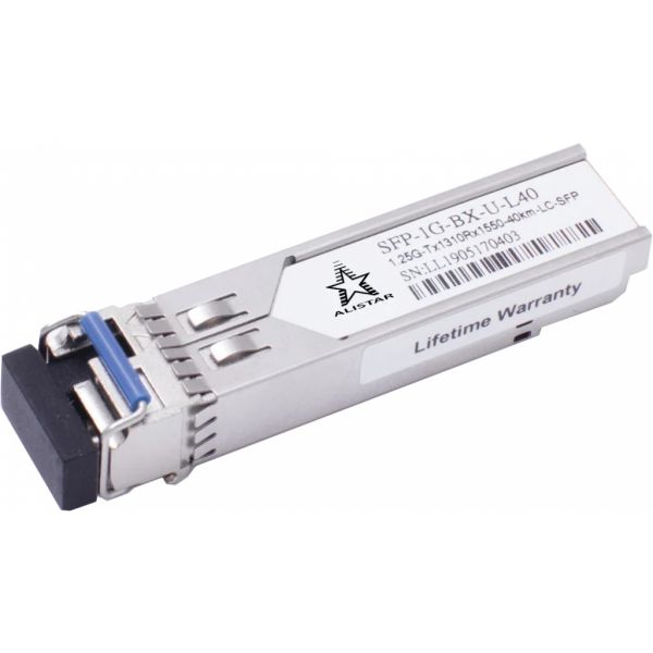 Модуль SFP Alistar Модуль SFP 1000BASE-BX 1SM WDM LC 40KM TX1310/RX1550nm DDM (SFP-1G-BX-U-L40)