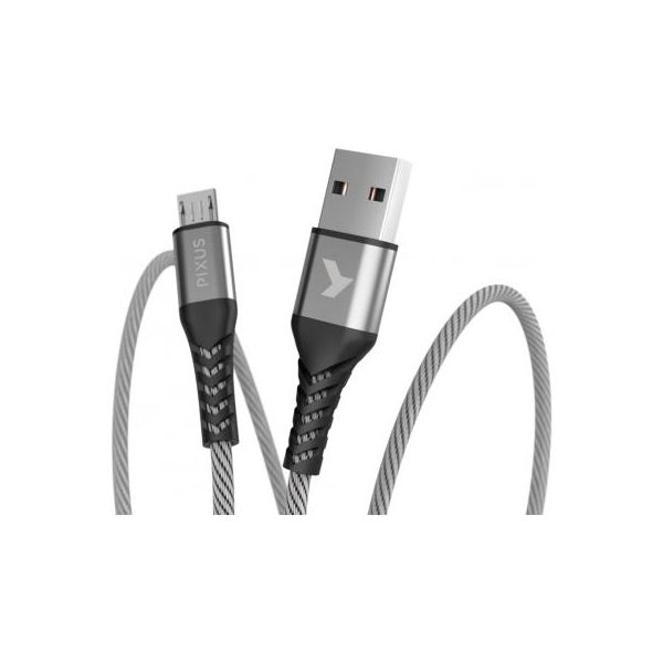 Дата кабель USB 2.0 AM to Micro 5P 1.0m Flex Gray Pixus (4897058531145)