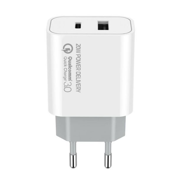 Зарядний пристрій ColorWay Type-C PD + USB QC3.0 (20W) V2 white (CW-CHS025QPD-WT)