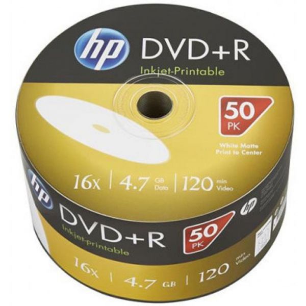 Диск DVD HP DVD+R 4.7GB 16X IJ PRINT 50шт (69304/DRE00070WIP-3)