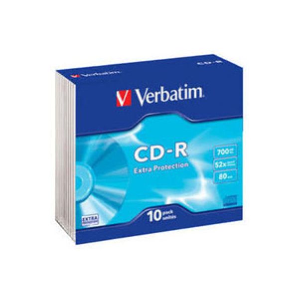 Диск CD Verbatim 700Mb 52x Slim case 10шт Extra (43415)