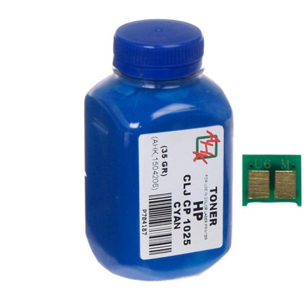 Тонер HP CLJ CP1025 35г Cyan +chip AHK (1500124)