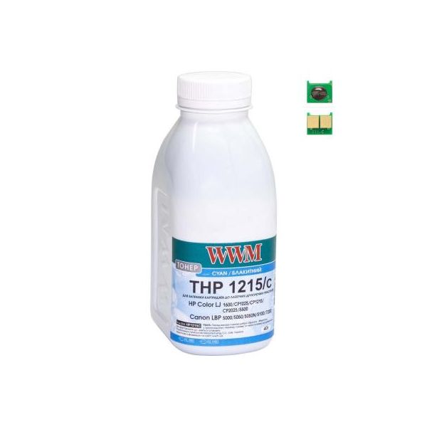 Тонер HP CLJ CP1215/CP1515/CM1312 40г Cyan +chip WWM (TC1215C)