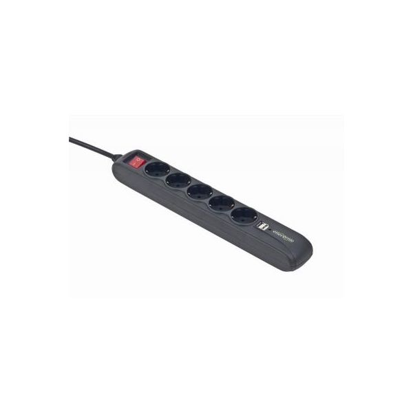 Мережевий фільтр живлення EnerGenie SPG5-U2-5 Power strip with USB charger, 5 sockets, (SPG5-U2-5)