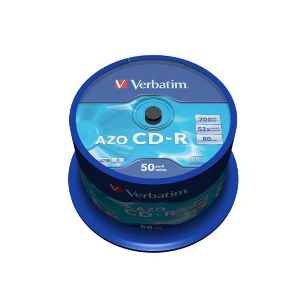 Диск CD Verbatim 700Mb 52x Cake box 50 Crystal AZO (43343)