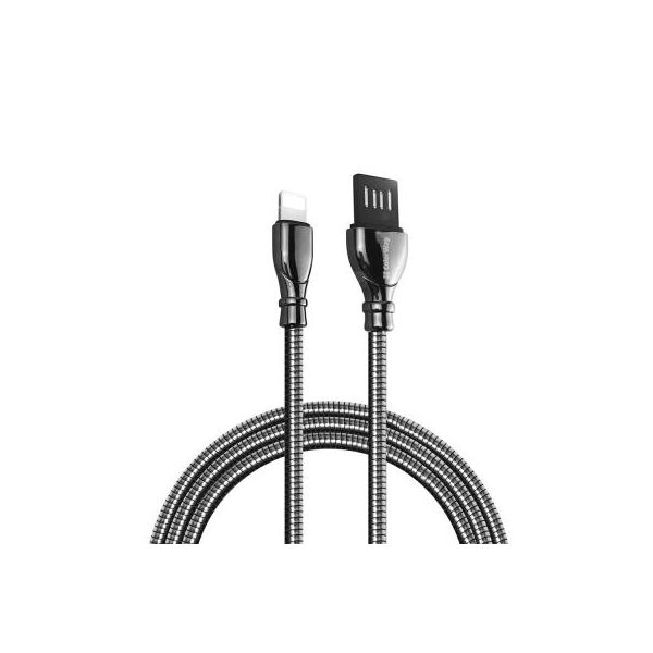 Дата кабель USB 2.0 AM to Lightning 1.0m metal spring black Colorway (CW-CBUL013-BK)