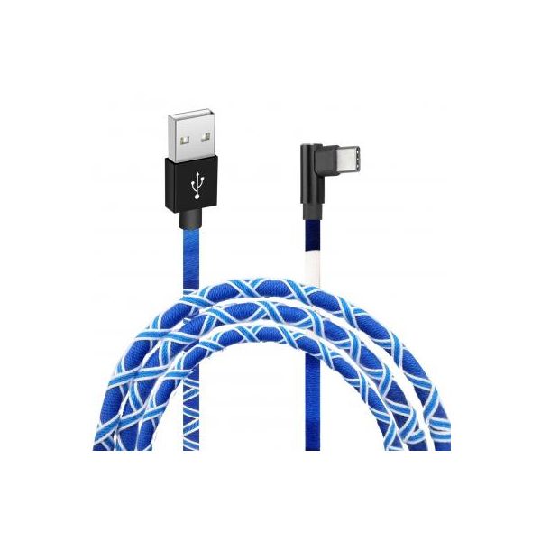 Дата кабель USB 2.0 AM to Type-C 1.0m White/Blue Grand-X (FC-08WB)