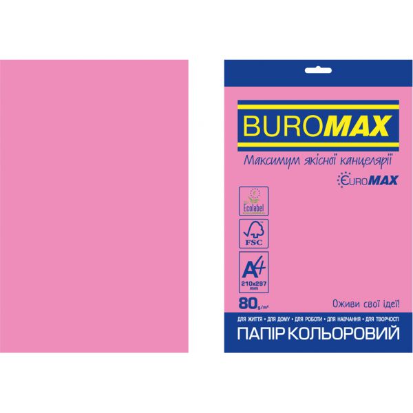 Папір Buromax А4, 80g, NEON pink, 20sh, EUROMAX (BM.2721520E-10)