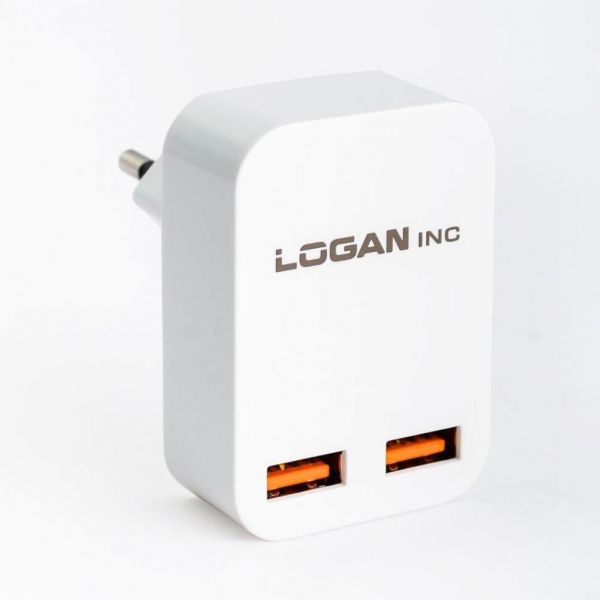 Зарядний пристрій Logan Dual USB Wall Charger 5V 2A (CH-2 White)