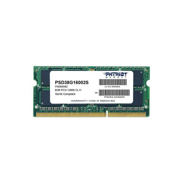 Модуль пам'яті для ноутбука SoDIMM DDR3 8GB 1600 MHz Patriot (PSD38G16002S)