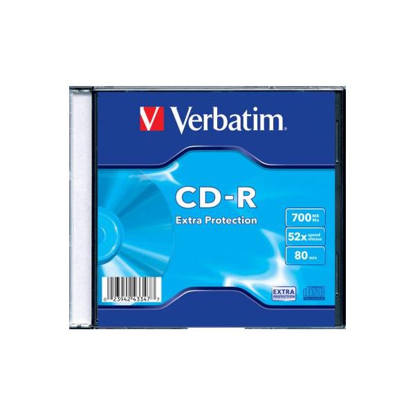 Диск CD Verbatim 700Mb 52x 1шт Slim Case (43347-1disk)