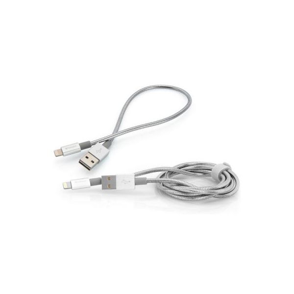 Дата кабель USB 2.0 AM to Lightning 1.0m + 0.3m silver Verbatim (48873)