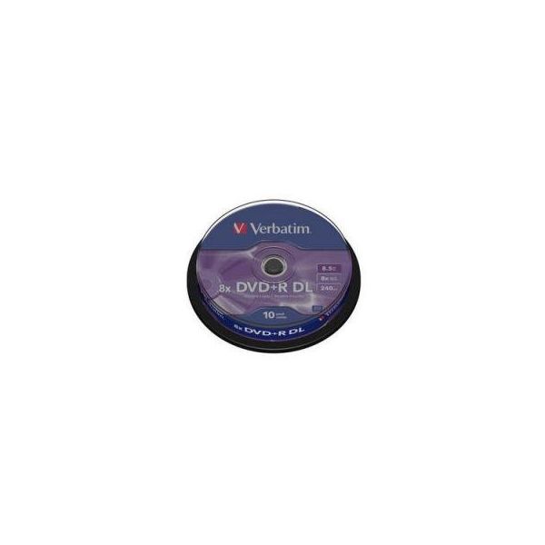 Диск DVD Verbatim 8.5Gb 8x CakeBox 10 шт Matte Silver (43666)