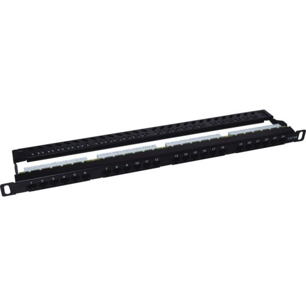 Патч-панель 19" 24xRJ-45 UTP cat.5e, 0.5U, with cable organizer Molex (KD-PP46-UTP-C5e-24P-0.5U)