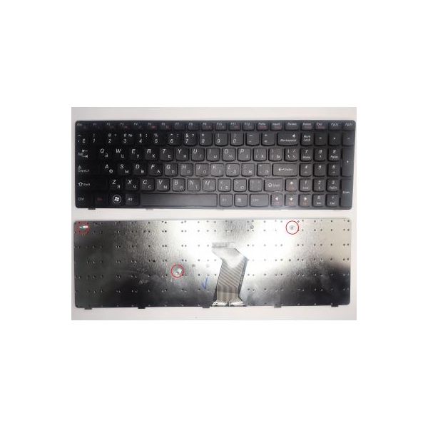 Клавіатура ноутбука Lenovo IdeaPad B570/B580/B590/V570/Z570 черная с черной рамкой RU (25-012632/25-12619/9Z.N5SSC.006/9Z.N5SSW.B1E/B5BSW 1E)