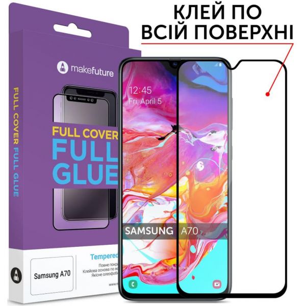 Скло захисне MakeFuture для Samsung A70 (A705) Black Full Cover Full Glue (MGF-SA705)