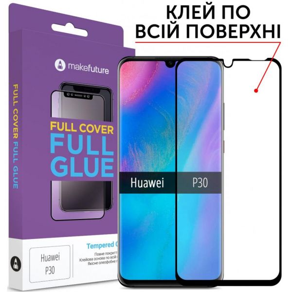 Скло захисне MakeFuture для Huawei P30 Black Full Cover Full Glue (MGF-HUP30)