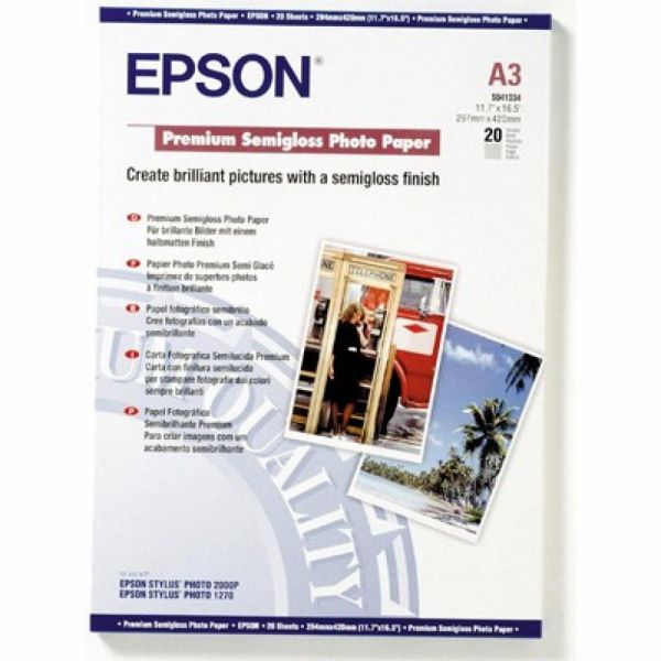 Папір Epson A3 Premium Semigloss Photo (C13S041334)