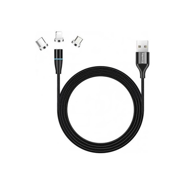 Дата кабель USB 2.0 AM to Lightning + Micro 5P + Type-C 1.0m Magnetic Colorway (CW-CBUU038-BK)