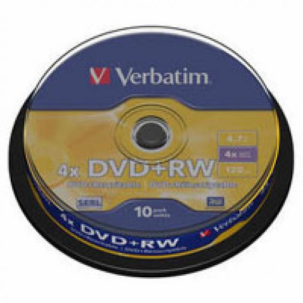 Диск DVD Verbatim 4.7Gb 4x CakeBox 10 шт silver (43488)