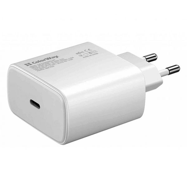 Зарядний пристрій ColorWay Power Delivery Port PPS USB Type-C (45W) white (CW-CHS034PD-WT)