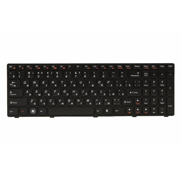 Клавіатура ноутбука PowerPlant Lenovo G570, G575 черный, черный фрейм (KB311774)