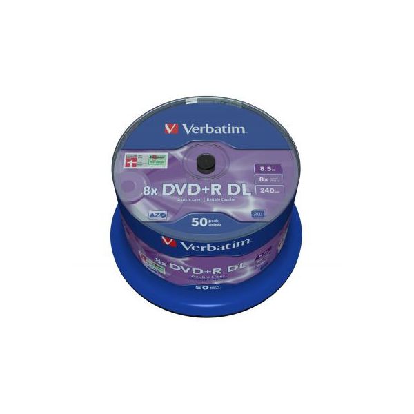 Диск DVD Verbatim 8.5Gb 8X CakeBox 50 шт MATT SILVER SURFACE (43758)