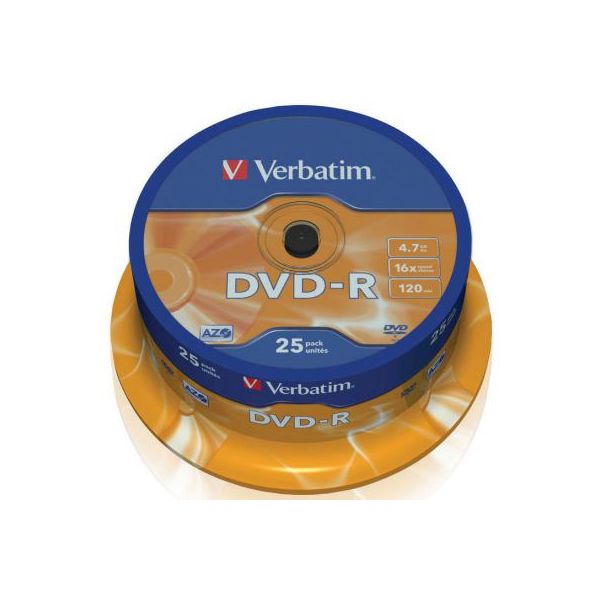 Диск DVD Verbatim 4.7Gb 16X CakeBox 25шт (43522)