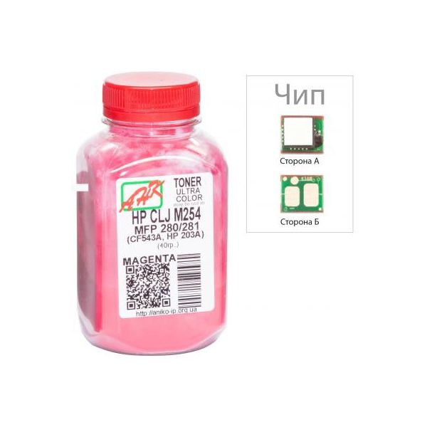 Тонер HP CLJ M254/MFP280/281 40г Magenta +chip AHK (3202790)