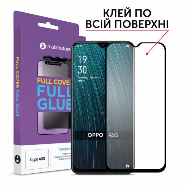 Скло захисне MakeFuture Full Cover Full Glue Oppo A5s (MGF-OPA5S)