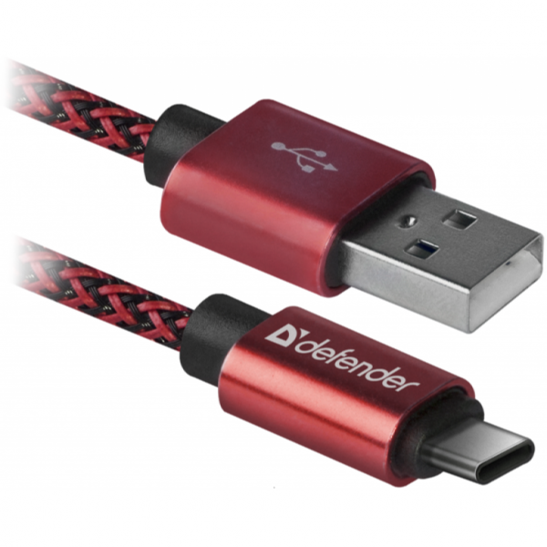 Дата кабель USB 2.0 AM to Type-C 1.0m USB09-03T PRO red Defender (87813)