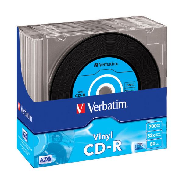 Диск CD Verbatim 700Mb 52x Slim case Vinyl AZO (43426)