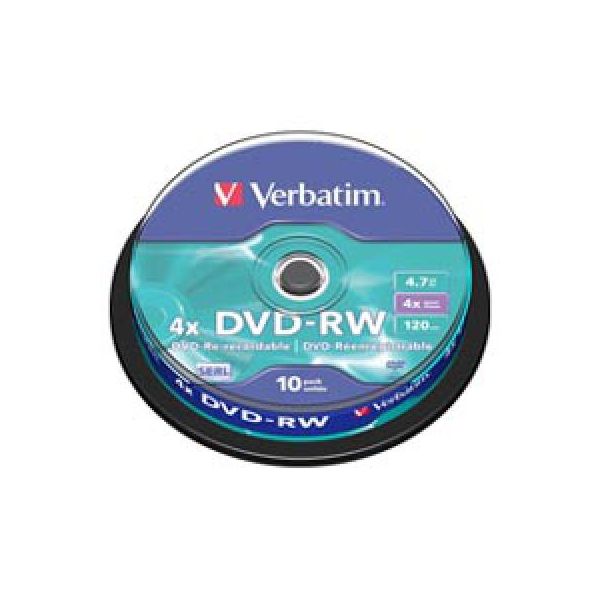 Диск DVD Verbatim 4.7Gb 4x Cake box 10шт (43552)