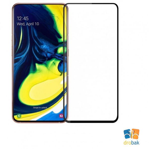 Скло захисне Drobak Full Glue для Samsung Galaxy A80 (Black (441607)