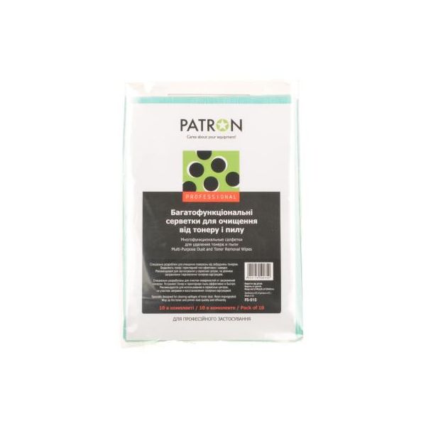 Серветки Patron Multi-Purpose Dust and Toner Removal Wipes, 10psc (F5-015)